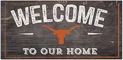 Texas Longhorns 12" x 6" Distressed Welcome to Our Home Wood Sign