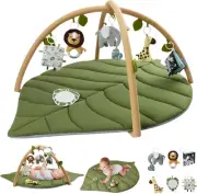Baby Gym Play Mat, Oversize Leaf Shaped Baby Tummy Time Mat, Activity Play Ma...