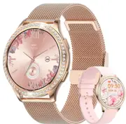 LIGE New Fashion Bluetooth Call Smart Watch Women Physiologic Function Sports Bracelet Waterproof Custom Dial Smartwatch Ladies (Pink)
