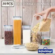 14Pcs Food Storage Canisters Set Pantry Airtight Plastic Organization Rice Box