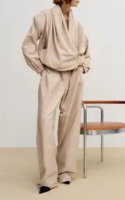 [Brandon Maxwell] The Keir Draped Poplin Jacket