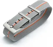 [CCACHE] 20mm 22mm Watch Strap Fit for NATO Elastic Nylon(Grey White Orange,22mm)