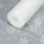 Shelf Liner 45 x 500 cm, Yiaxoyia Non-Slip Oil-Proof Cabinet Paper Drawer Liner for Kitchen Cabinet, Refrigerator, Shelves, Storage, Desks, Washable & Non Adhesive (Snow Pattern)