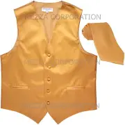 New Men's Vesuvio Napoli Tuxedo Vest Waistcoat Necktie prom wedding party Gold