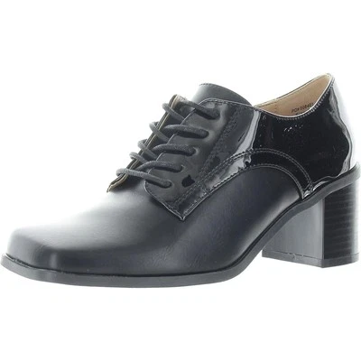 Journee Collection Womens Lace-Up Faux Leather Block Heels BHFO 2664