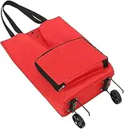 WOOVEEWIND Folding Shopping Cart with Wheels Portable Tote Bag Oxford Capacity Storage for Household Items for Grocery Shopping and Everyday Use