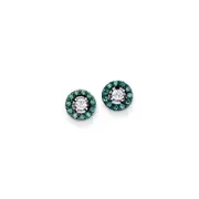 14k White Gold w/ Blue and White Real Diamond Post Earrings