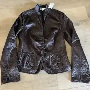 Banana Republic Chanteuse Quilted Black Silk Jacket Mandarin Collar Lined Small