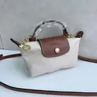 Longchamp Le Pliage XS Mini Tote Shoulder Bag White Leather New with Tags