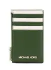 MICHAEL KORS JET SET TRAVEL TOP ZIP CARD CASE LEATHER WALLET FERN GREEN MULTI