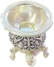 925 Sterling Silver Tortoise Diya, 5.8 cm Length, 26 g