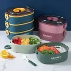 Reusable Lunch Box Capacity Leakproof Bento Set for Kids Adults Stackable