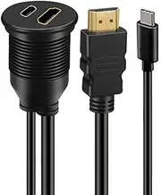 xiwai 2 Ports Waterproof Dustproof USB-C Type-C USB 3.1 &HDMI 4K Latch Mount Flush Cable Extension for dash panel 3.28ft