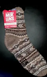 New! Men's Soft Brown Cozy MUK LUKS "Cabin SOCKS" sz L/XL 11-13 NWT