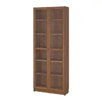 在飛比找IKEA優惠-IKEA 玻璃門書櫃, 棕色 胡桃木紋, 80x30x202