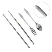 Essential Camping Tableware Set with Stainless Steel Fork Spoon and Chopsticks