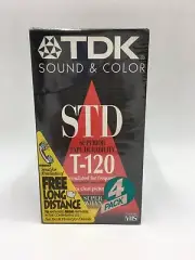 TDK Sound & Color STD T-120 Sealed Blank VHS/VCR Cassettes 4 Pack (2-6 Hrs.)