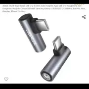 JSAUX 2 Pack Right Angle USB C to 3.5mm Audio Adapter, Type USB C to Headphone