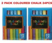 24 x Coloured Chalk Art Colouring Paint Drawing Chalks Blackboard