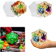 JEYUQAXY Large Silicone Polyhedral Dice Molds 2 Styles with D20, and D12 Resin Casting Mold DND for DIY Resin, Dice, Jewelry, Candles, Crafts Board RPG Games white