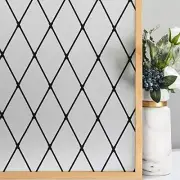 VELIMAX Frosted Black Lattice Window Film Static Cling Window Privacy Films