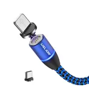 3A LED 360 Degree Rotate Magnetic TPE Fast Charging 1M Type-C Data Cable for Samsung S10+ Xiaomi Redmi Note8 HUAWEI P30Pro BLUE COLOR