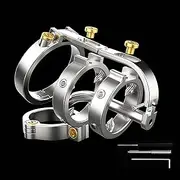 HCUDFN BDSM Stainless Steel Penis Cage Chastity Cage With Urethral Dilator Chastity Belt For Men Bondage Sex Toys for Men Couples(Ring40mm)