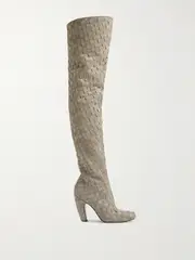 [Bottega Veneta] Bottega Veneta - Canalazzo Intrecciato Suede Boots - Light gray - EU 38 EU 38 Gray