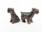 Miniature Ceramic Porcelain Set/2 Airedale Terriers Tiny Dog Figurine
