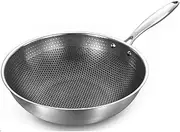 Kitchen Wok Pan 7-Layer Stainless Steel Forging for Electric Induction and Gas Stoves Cookware