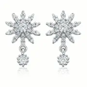 Sterling Silver Cubic Zirconia Snow Flake Drop Earrings