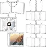 Misdary 10 Pcs Mini CD Jewel Cases Plastic CD Cases Clear DVD Case CD Album Keychain Music Blank Mini CD Case Pendant CD DVD Cover for DIY Keychain Backpack Hanging Decor Gifts