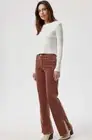 29 - AMO Rust Brown NEW Liz Split Flare High Rise Slim Pants 4427SC