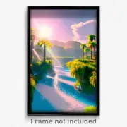 Pixel Art Poster - Virtual Oasis (8 Bit Psychedelic Trippy Video Game Print)