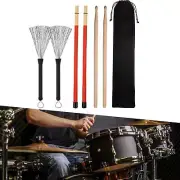 Drumsticks Set Reusable Comfortable Handles Retractable Drum Wire Brush for
