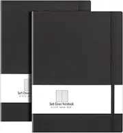 B5 College Ruled Notebook Softcover Journals(2-Pack)- AHGXG Large Composition Notebook 7.6 x 10 inch with Thick 100gsm Lined Paper, Total 408 Numbered Pages, Black Black