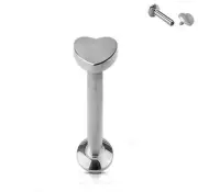 16G ❤ HEART INTERNALLY THREADED STEEL LABRET TRAGUS DAITH STUD RING EARRINGS 343