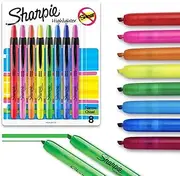 Sharpie Liquid Retractable Highlighters Assorted Colors | Chisel Tip Highlighter Pens, 8 Count