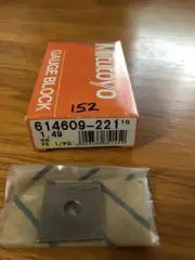 New Mitutoyo 1.49mm Steel Gauge Block, Grade FS 1/PD