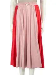 Two-Tone Pleated Midi Skirt