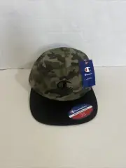 Champion Olive Camo Black Flat Bill Snapback Unstructured Adjustable Hat / Cap
