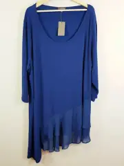 [ AUTOGRAPH ] Womens Blue Tunic Double Frill Top NEW + TAGS | Size AU 24