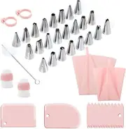 34 PCS Piping Bag Tips Set, Piping Nozzles Cake Decorating Tool with Scraper