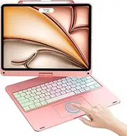 Keyboard Case for iPad Air 13 inch (M3/M2) & iPad Pro 13, iPad Pro 12.9 (6th/5th/4th/3rd Gen), 7 Modes Rainbow Backlit, Wireless Multi-Touch Trackpad, 360° Rotatable Protective Case with Pencil Holder