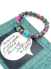 Goblin Cyclops Bracelet, 7 Inch Stretch, 8mm Dyed Magnesite Beads, Handmade -B4