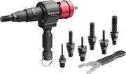 Nut Rivet Attachment Tool for Electric Drill or Cordless Drill for Rivet Rivnut Nutsert M3-M12 made of aluminium, steel, stainless steel (7 rivet mandrels), T-handle, CrMoV, riveting tool, rivet attachment, rivet nut attachment Fortum 4770664