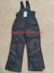 NEW SWISS TECH BLACK SNOW BIBS PANTS BOY GIRL SIZE XS (4/5) ** SAME DAY SHIPPING