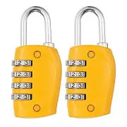 Combination Lock, 2Pcs 4 Digit Outdoor Padlock Waterproof Locker Lock, Yellow