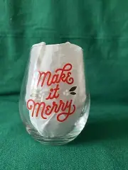 2021 Hallmark - Stemless Wine Glass - Make It Merry - VIP - Brand New
