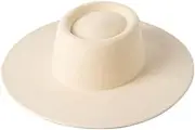 [Hcclijo] Wool Felt Fedoras Hat for Women 10CM Wide Brim Winter Warm Wedding Jazz Cap Hats